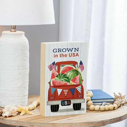 American Classic Sign Wood Block "Grown in the USA" Truck, 8"L x 12"H | Plow & Hearth
