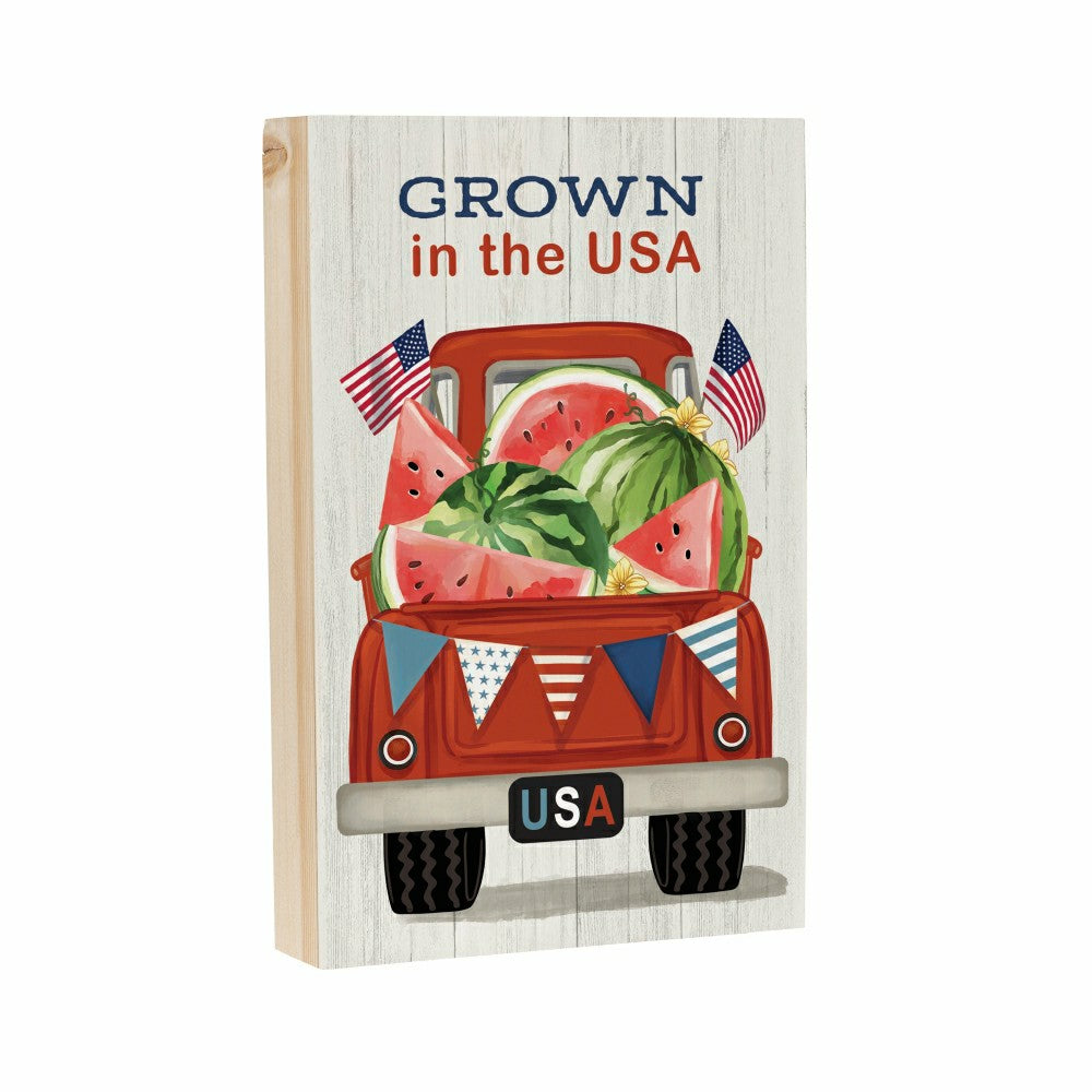 American Classic Sign Wood Block "Grown in the USA" Truck, 8"L x 12"H | Plow & Hearth