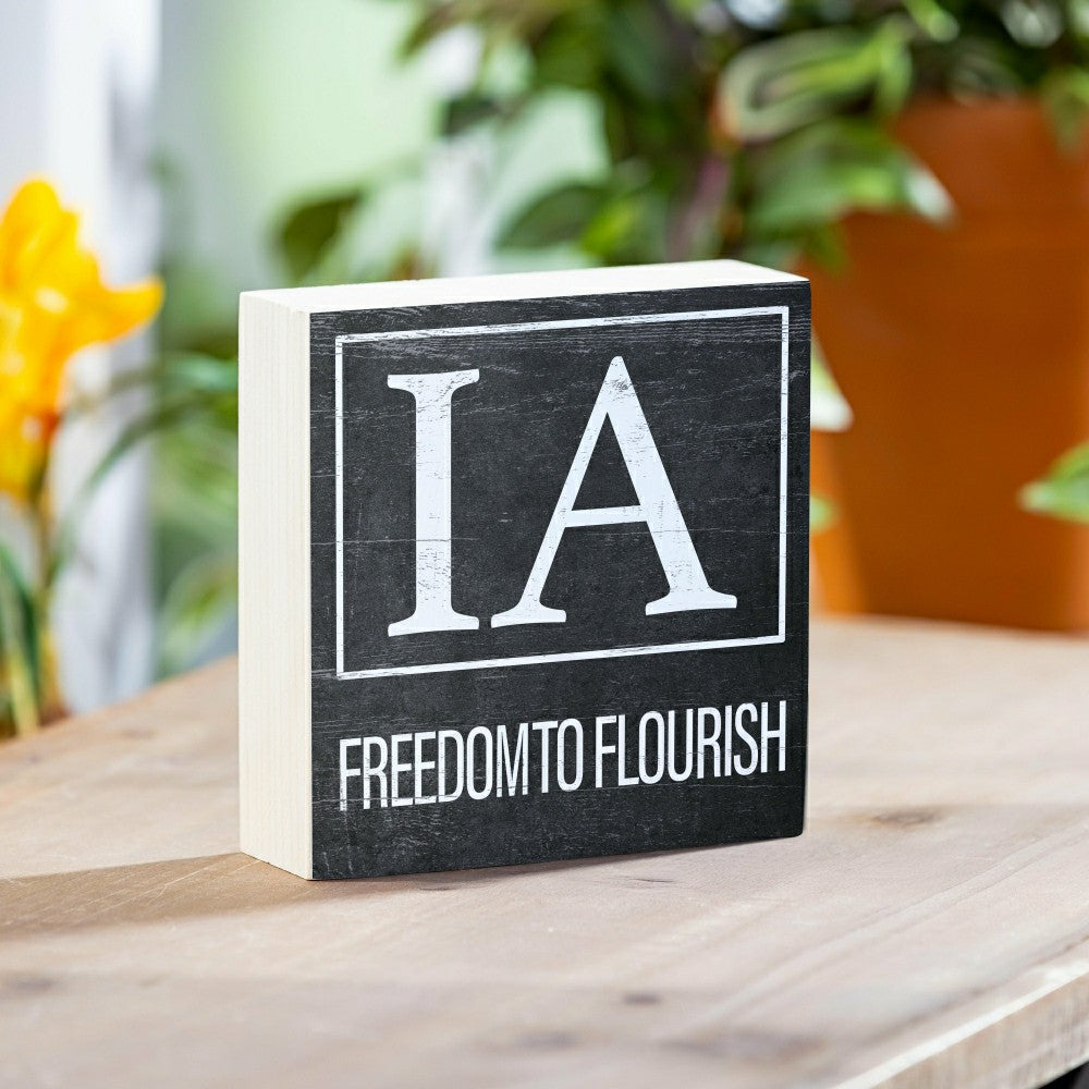 State Sign Wood Block Iowa 6"x6" | Plow & Hearth