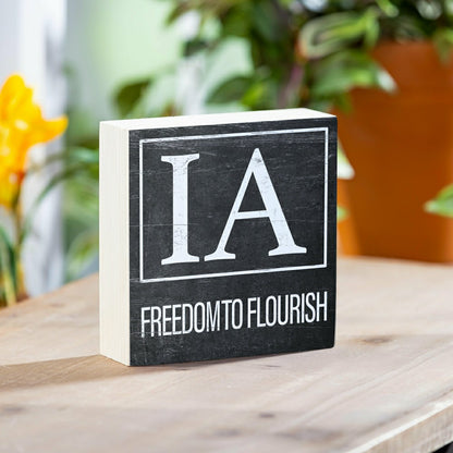 State Sign Wood Block Iowa 6"x6" | Plow & Hearth