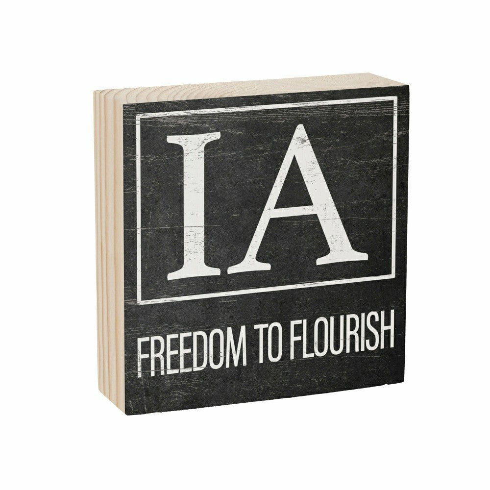 State Sign Wood Block Iowa 6"x6" | Plow & Hearth