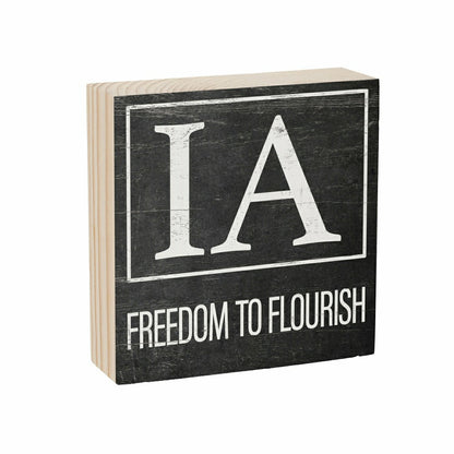 State Sign Wood Block Iowa 6"x6" | Plow & Hearth