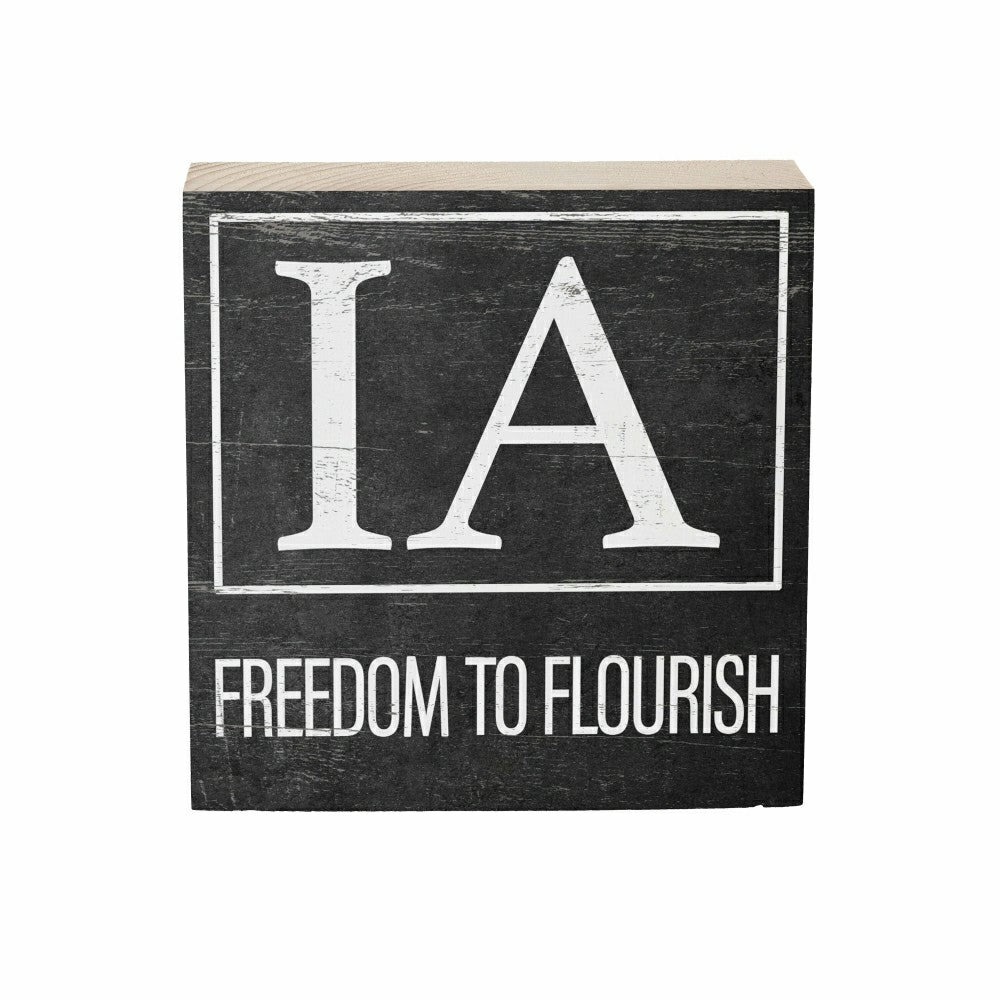 State Sign Wood Block Iowa 6"x6" | Plow & Hearth