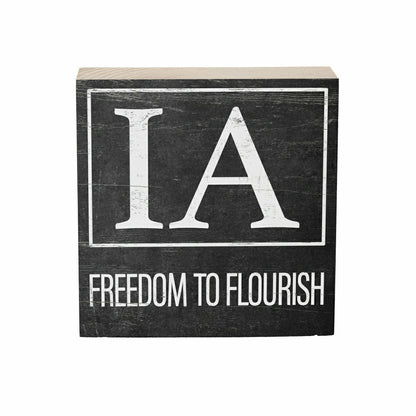 State Sign Wood Block Iowa 6"x6" | Plow & Hearth