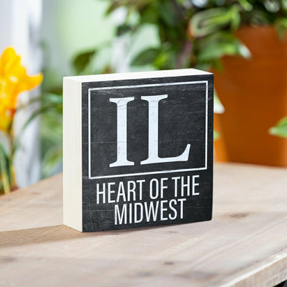 State Sign Wood Block Illinois 6"x6" | Plow & Hearth