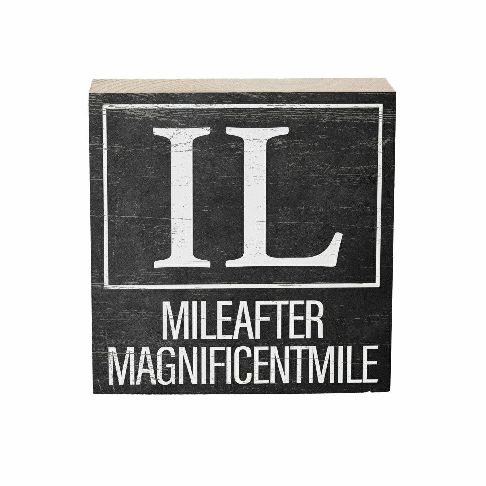 State Sign Wood Block Illinois 6"x6" | Plow & Hearth