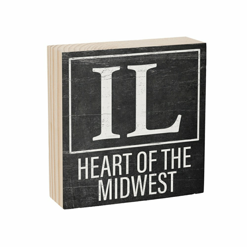 State Sign Wood Block Illinois 6"x6" | Plow & Hearth