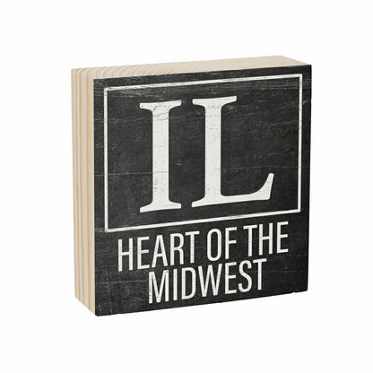 State Sign Wood Block Illinois 6"x6" | Plow & Hearth