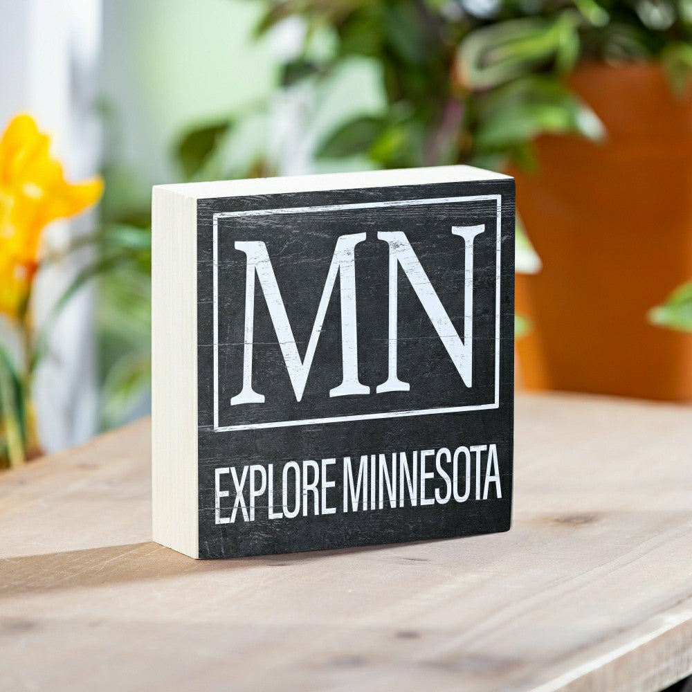 State Sign Wood Block Minnesota 6"x6" | Plow & Hearth