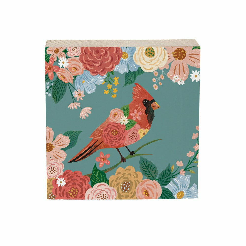 What She Shed Cardinal Sign Wood Block, 6"x6" | Plow & Hearth