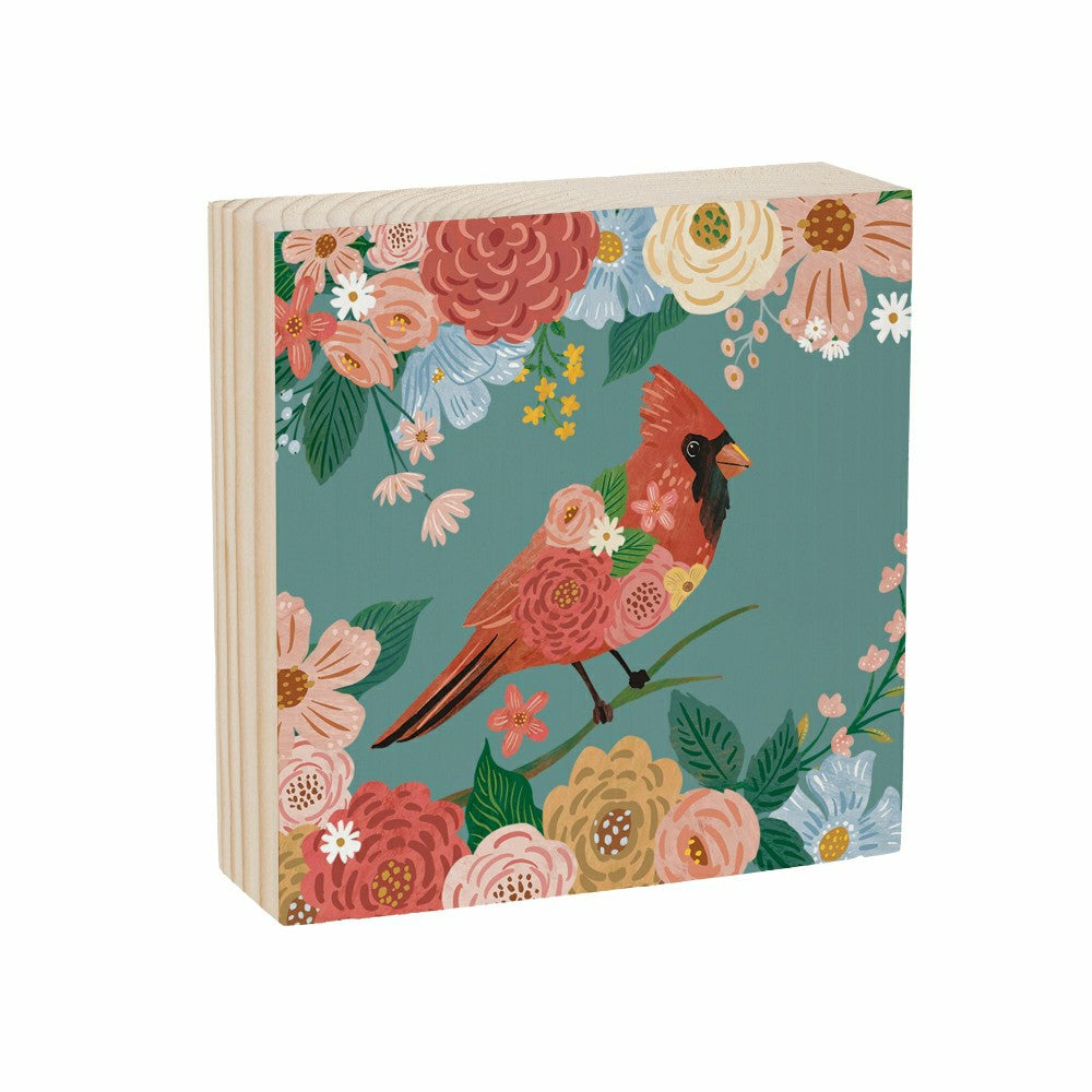 What She Shed Cardinal Sign Wood Block, 6"x6" | Plow & Hearth