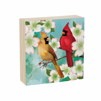 What She Shed Cardinal Sign Wood Block, 6"x6" | Plow & Hearth