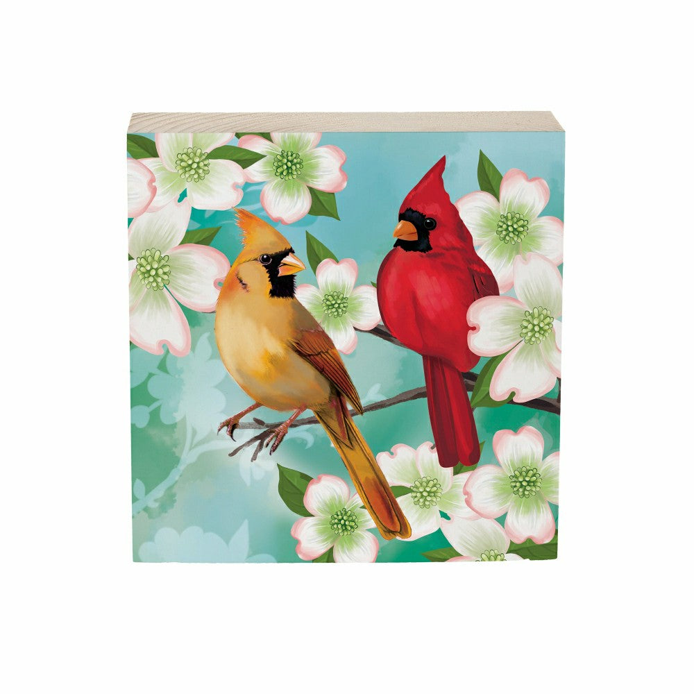 What She Shed Cardinal Sign Wood Block, 6"x6" | Plow & Hearth