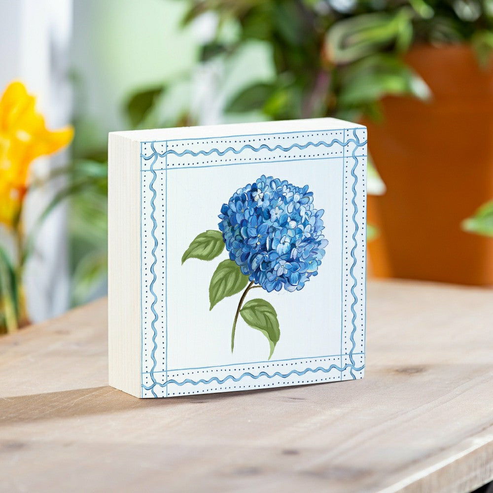 VivaStyle Hydrangea Sign Wood Block, 6"x6" | Plow & Hearth