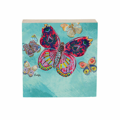 Seaside Retreat Sign Wood Block, Butterflies, Your Text Here, 6"x6" | Plow & Hearth