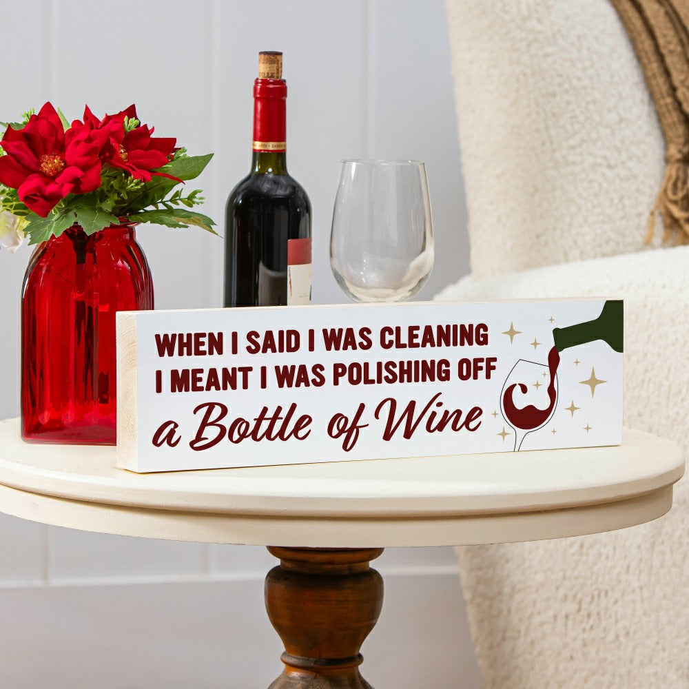 Just For Laughs Table Decor Wood Mantle Sign Wine, 18"L x 5"H | Plow & Hearth
