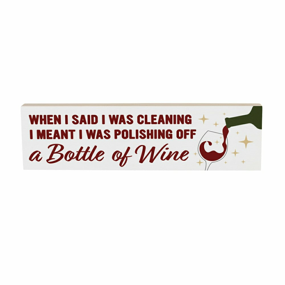 Just For Laughs Table Decor Wood Mantle Sign Wine, 18"L x 5"H | Plow & Hearth