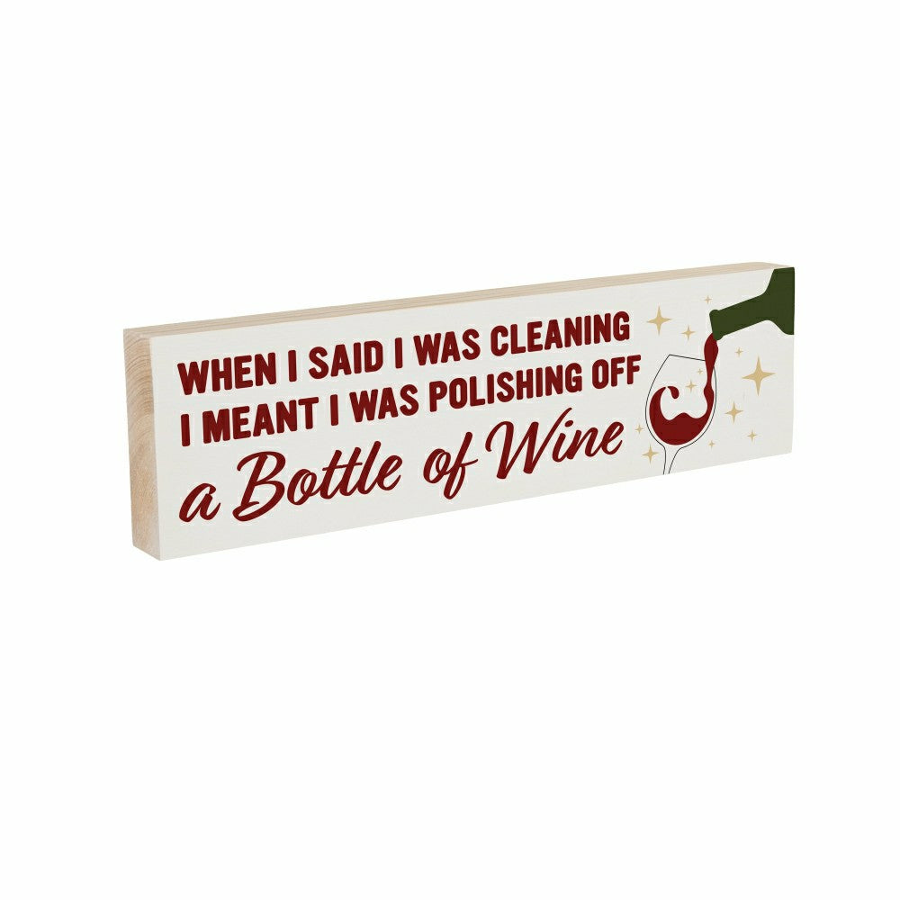 Just For Laughs Table Decor Wood Mantle Sign Wine, 18"L x 5"H | Plow & Hearth