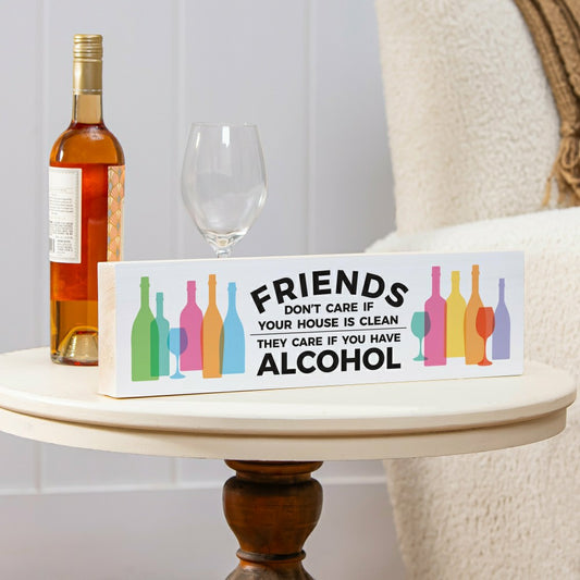 Just For Laughs Table Decor Wood Mantle Sign Wine Friends Alcohol, 18" | Plow & Hearth