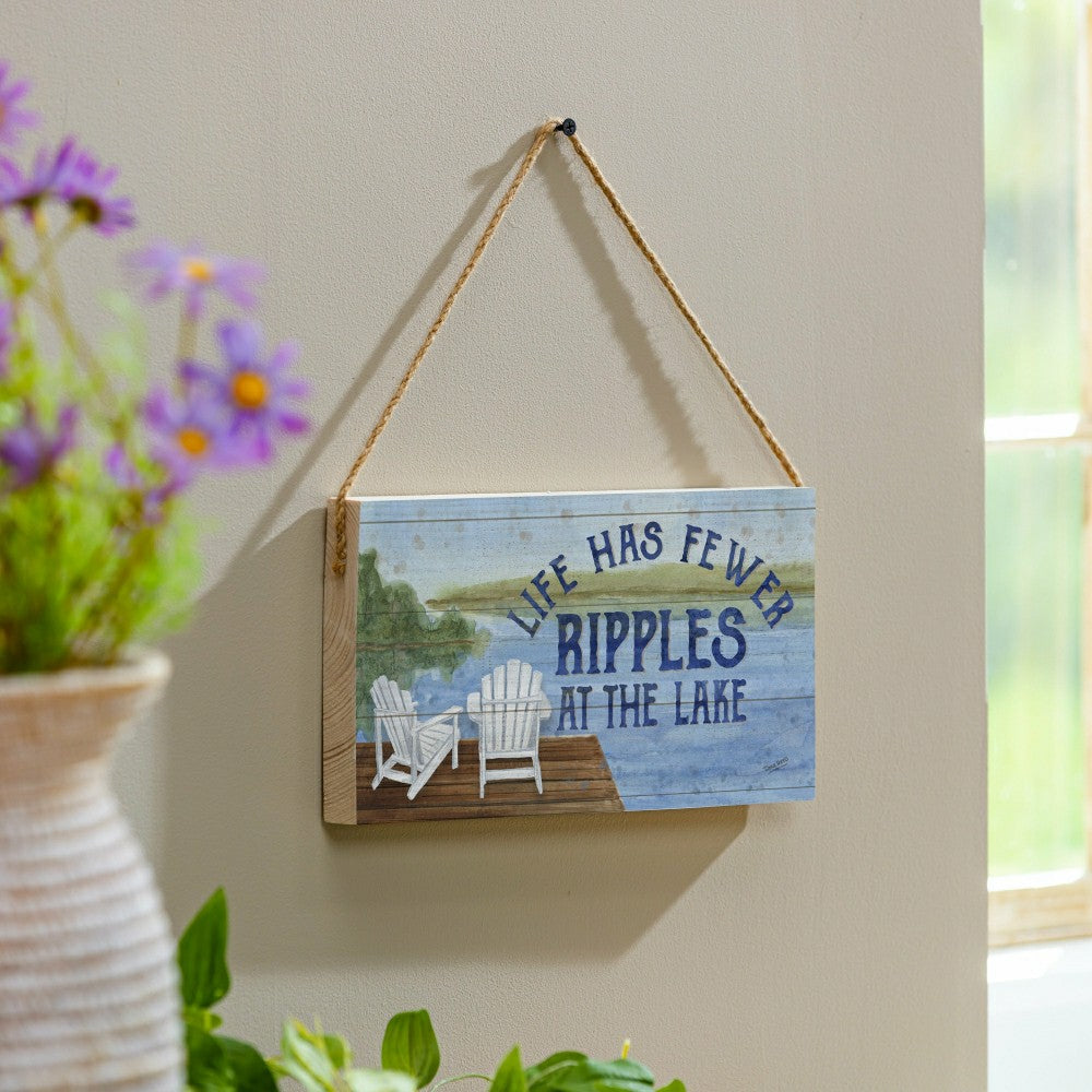 Lake View Hanging Sign Ripples at the Lake 11x6" | Plow & Hearth