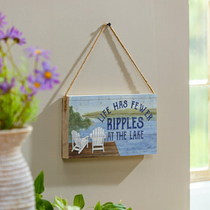 Lake View Hanging Sign Ripples at the Lake 11x6" | Plow & Hearth