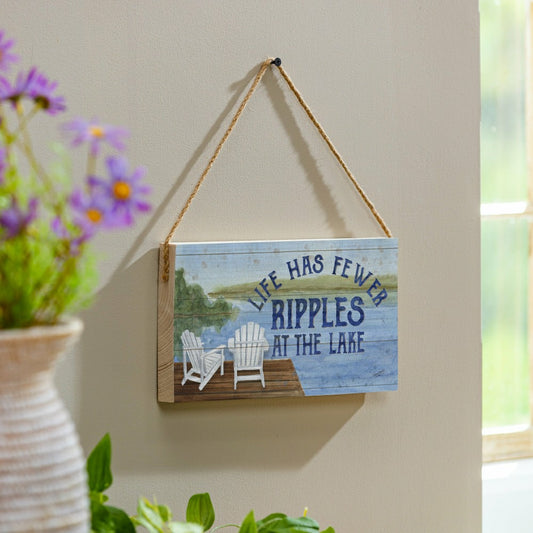 Lake View Hanging Sign Ripples at the Lake 11x6" | Plow & Hearth