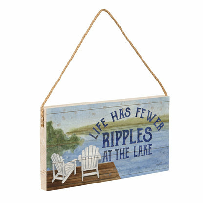 Lake View Hanging Sign Ripples at the Lake 11x6" | Plow & Hearth