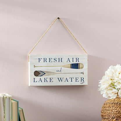 Lake Living Hanging Sign Fresh Air 11x6" | Plow & Hearth