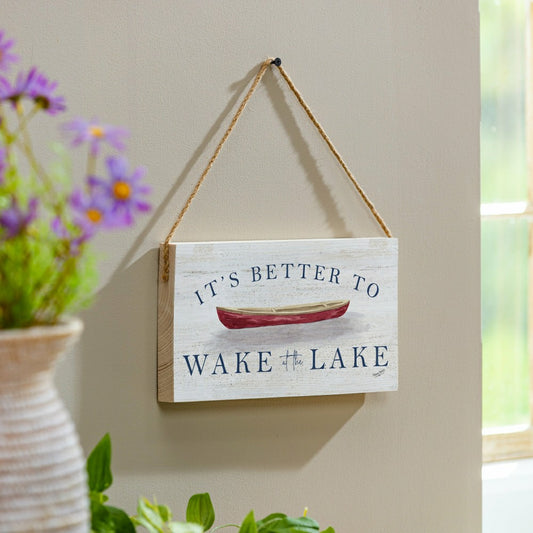 Lake Living Hanging Sign Wake at the Lake 11x6" | Plow & Hearth