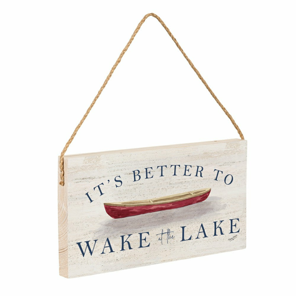 Lake Living Hanging Sign Wake at the Lake 11x6" | Plow & Hearth