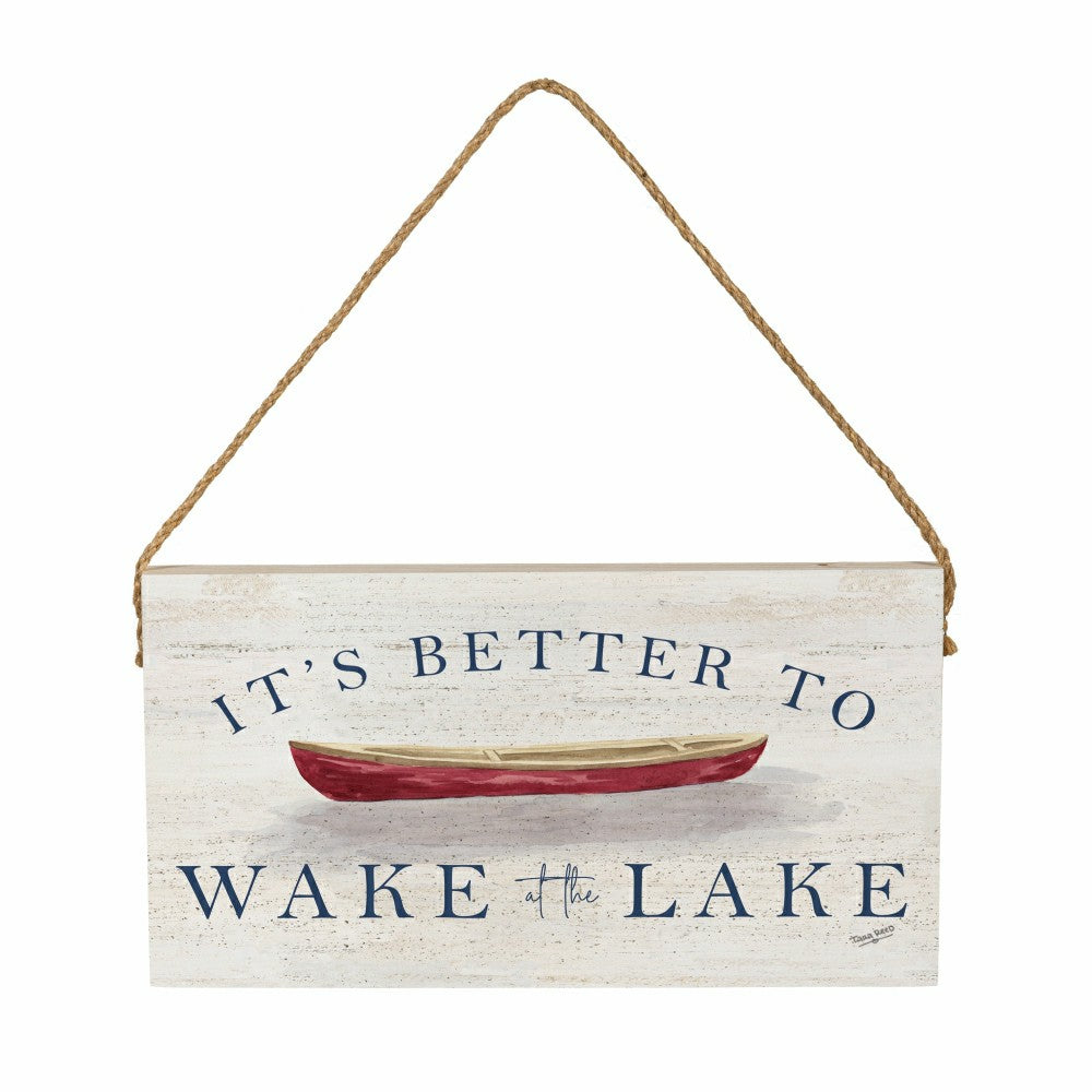 Lake Living Hanging Sign Wake at the Lake 11x6" | Plow & Hearth