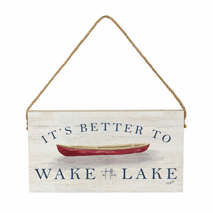 Lake Living Hanging Sign Wake at the Lake 11x6" | Plow & Hearth