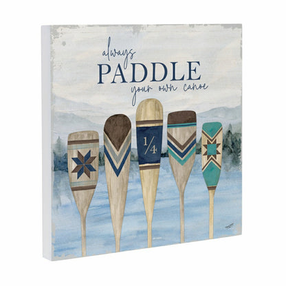 Lake Living Wooden Wall Art Always Paddle 12x12" | Plow & Hearth