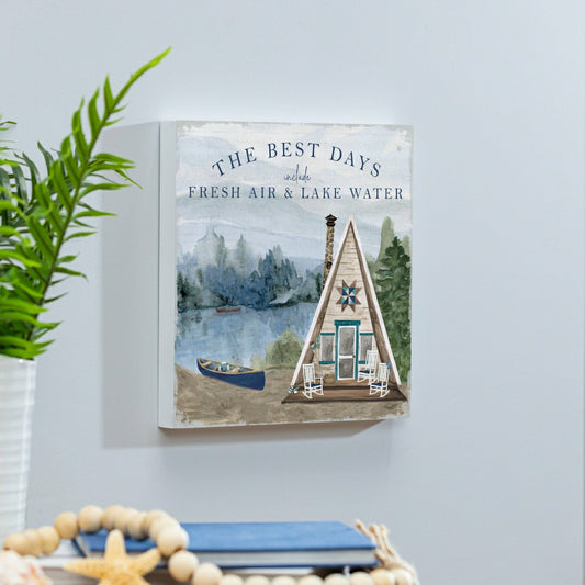 Lake Living Wooden Wall Art The Best Days 12x12" | Plow & Hearth