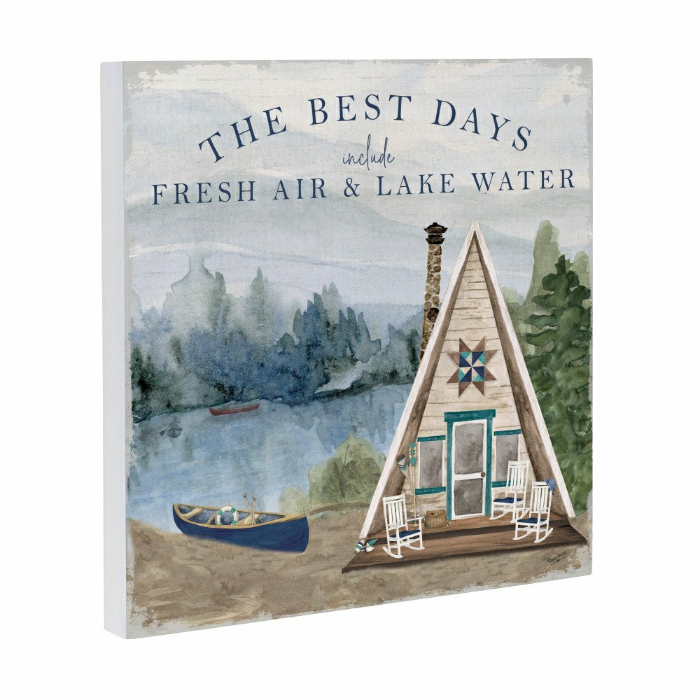 Lake Living Wooden Wall Art The Best Days 12x12" | Plow & Hearth