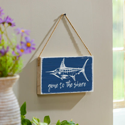 Coastal Wooden Sign Shore Marlin 11x6" | Plow & Hearth