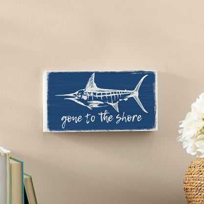 Coastal Wooden Sign Shore Marlin 11x6" | Plow & Hearth