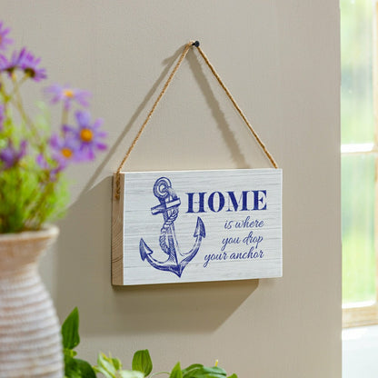 Coastal Wooden Sign Home Anchor 11x6" | Plow & Hearth