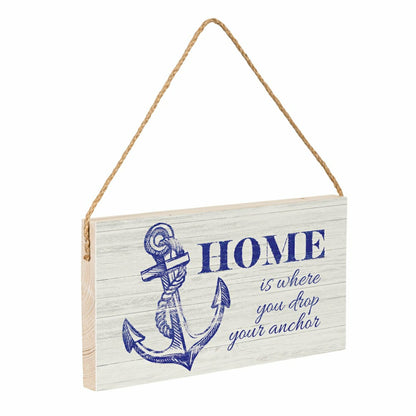 Coastal Wooden Sign Home Anchor 11x6" | Plow & Hearth
