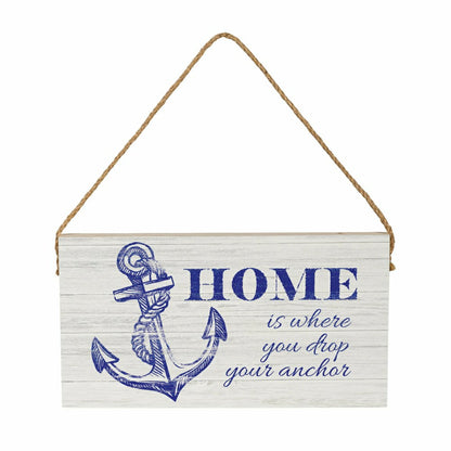 Coastal Wooden Sign Home Anchor 11x6" | Plow & Hearth