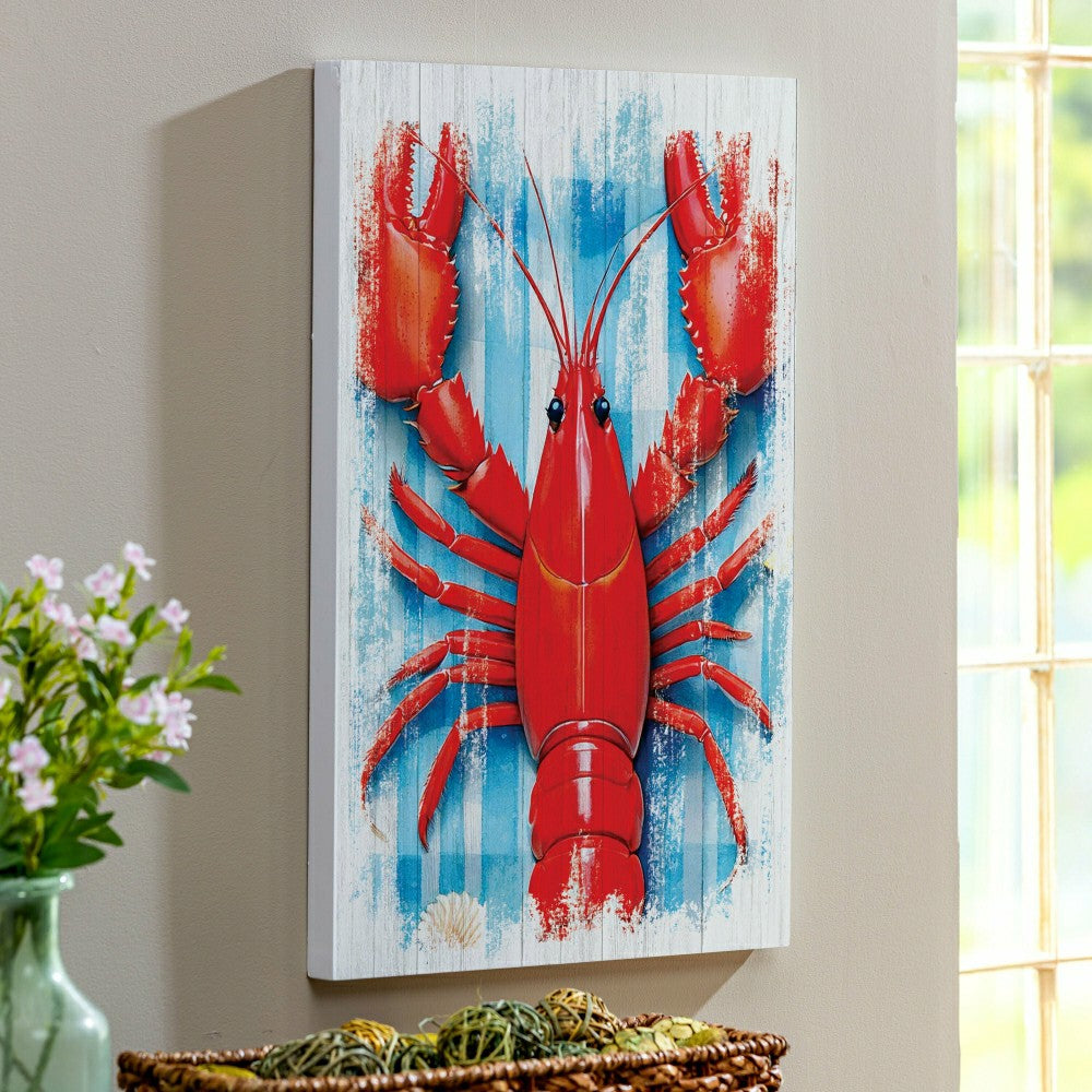 Coastal Wooden Wall Art Lobster 16x24" | Plow & Hearth