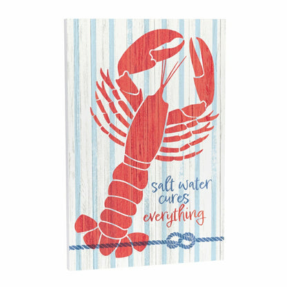 Coastal Wooden Wall Art Salt Water Lobster 16x24" | Plow & Hearth