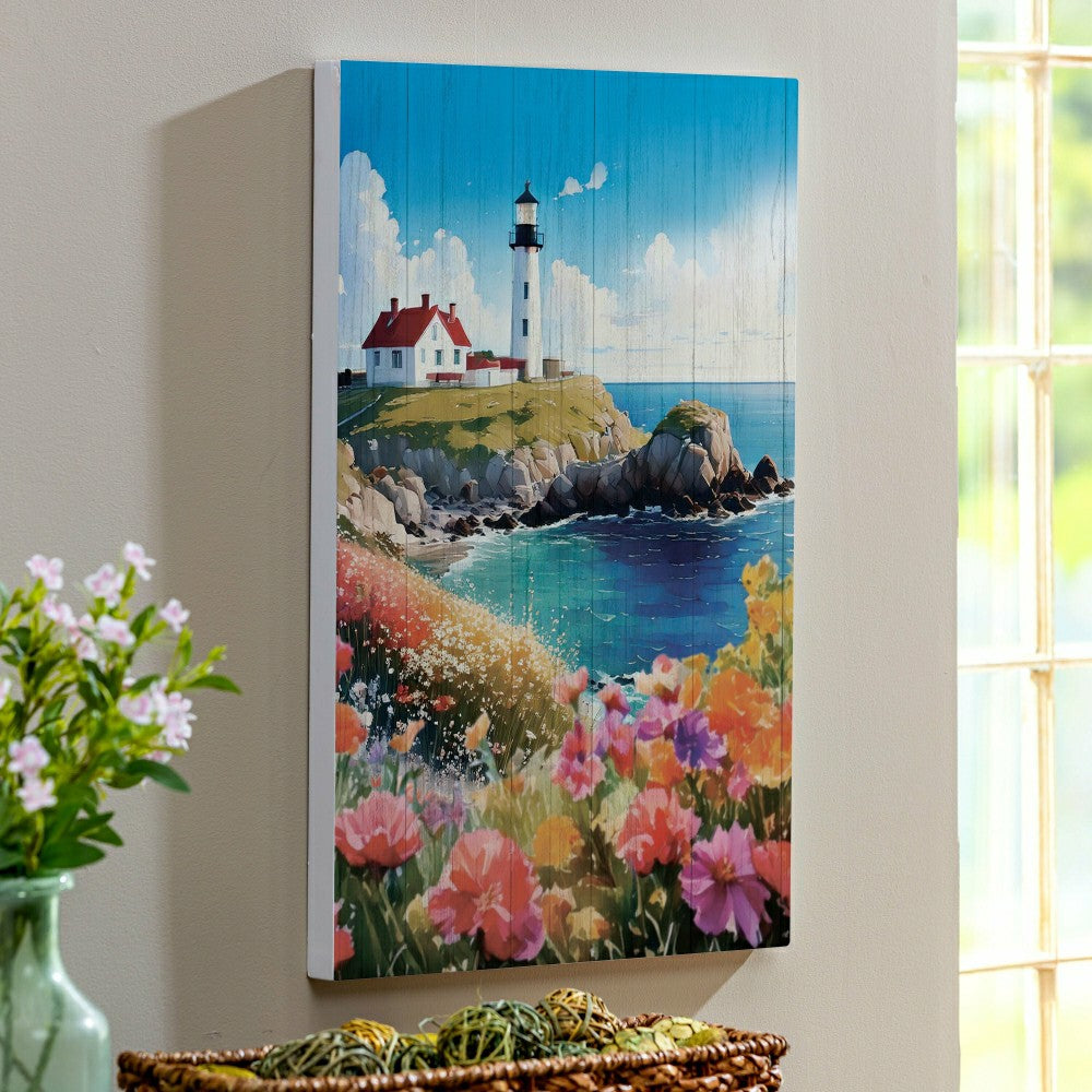 Coastal Wooden Wall Art Lighthouse 16x24" | Plow & Hearth