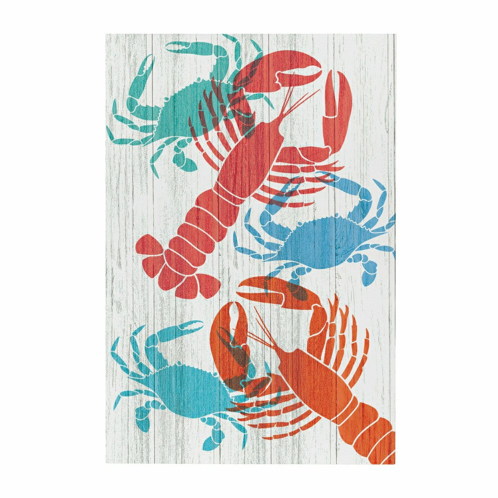 Coastal Wooden Wall Art Crab Lobster 16x24" | Plow & Hearth