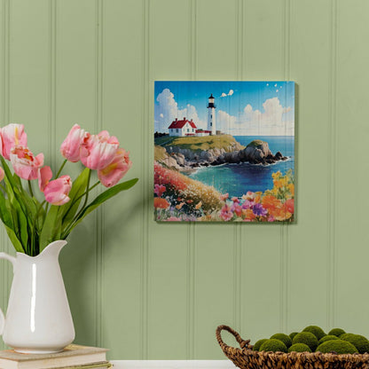Coastal Wooden Wall Art Lighthouse 12x12" | Plow & Hearth