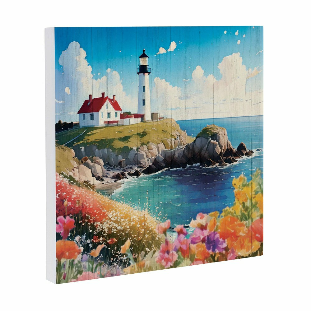 Coastal Wooden Wall Art Lighthouse 12x12" | Plow & Hearth