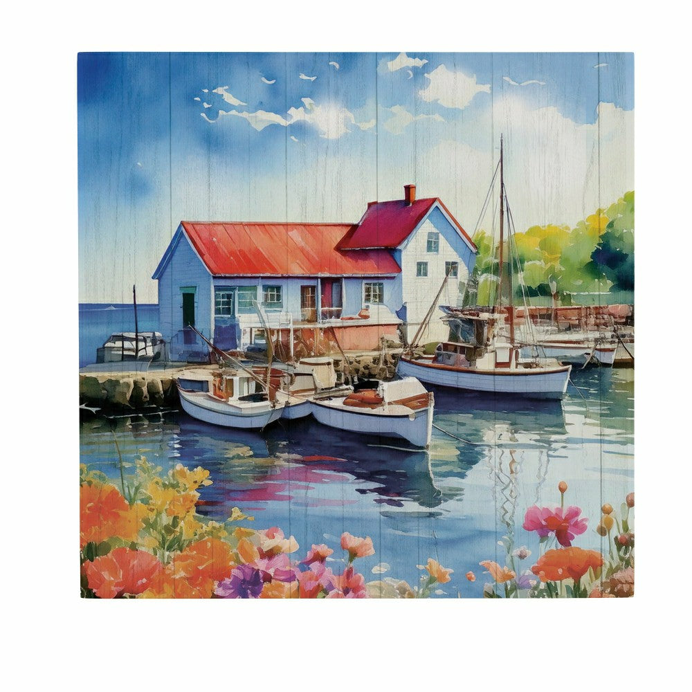Coastal Wooden Wall Art Dock 12x12" | Plow & Hearth