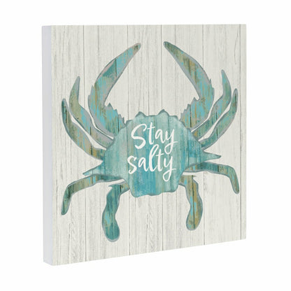 Coastal Wooden Wall Art Salty Crab 12x12" | Plow & Hearth