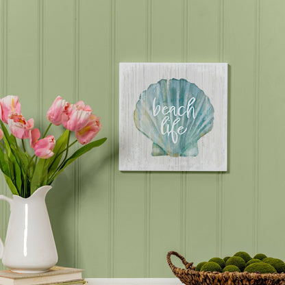 Coastal Wooden Wall Art Life Shell 12x12" | Plow & Hearth
