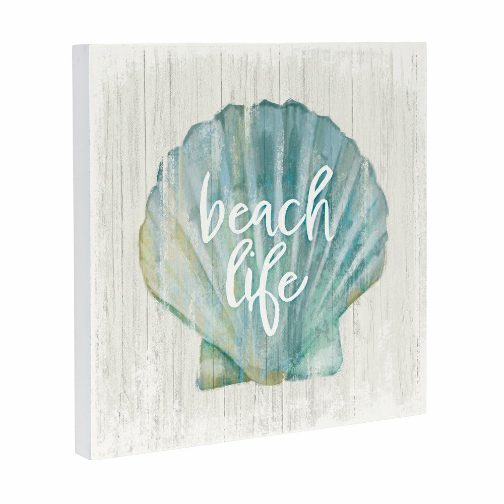 Coastal Wooden Wall Art Life Shell 12x12" | Plow & Hearth